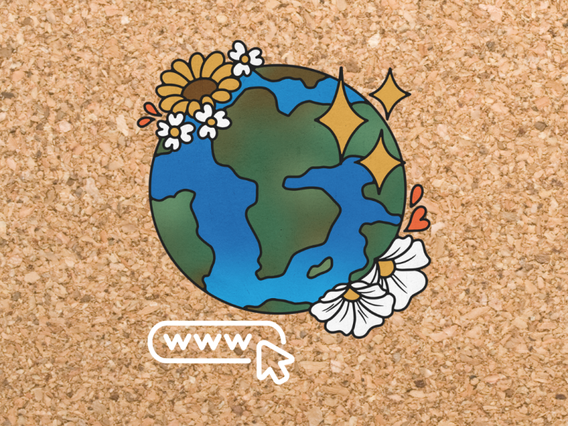 grafik over grøn klode og teksten www.